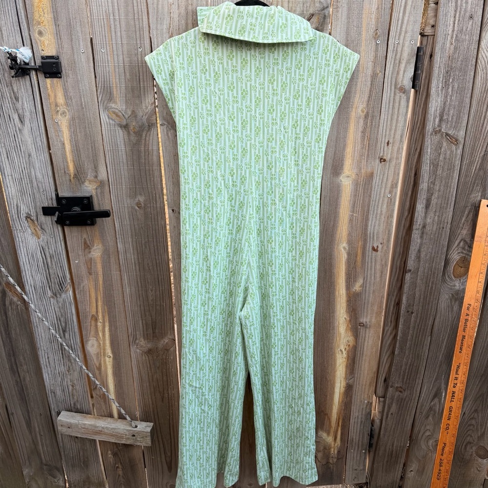 True Vintage Handmade Green Patterned Jumpsuit Size Small - Picture 8 of 10